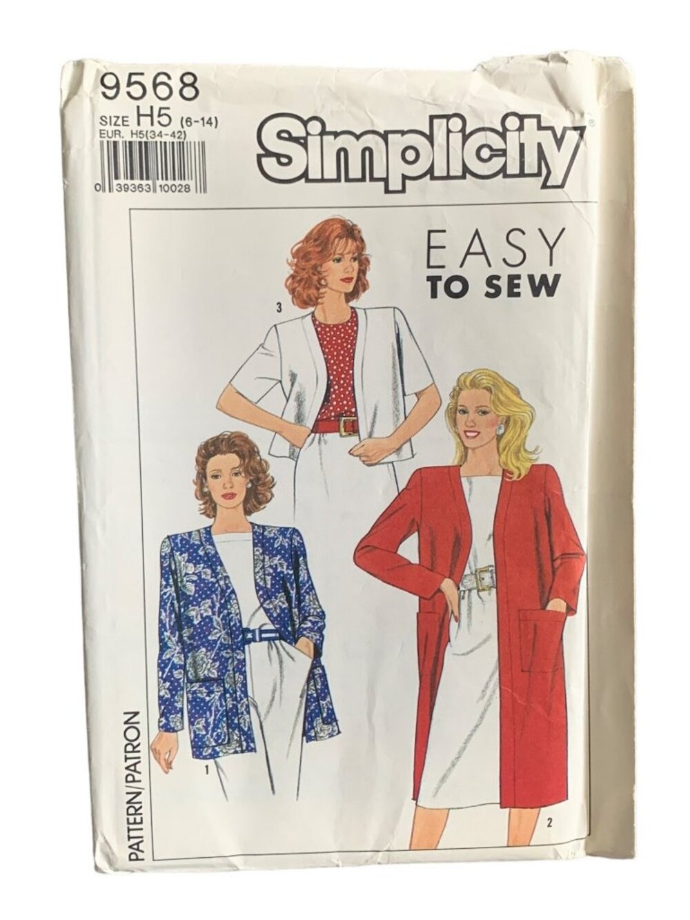 Simplicity 9568 Pattern Womens Jacket Size 6-8-10-12-14 Uncut